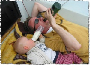 bebendo com o pai